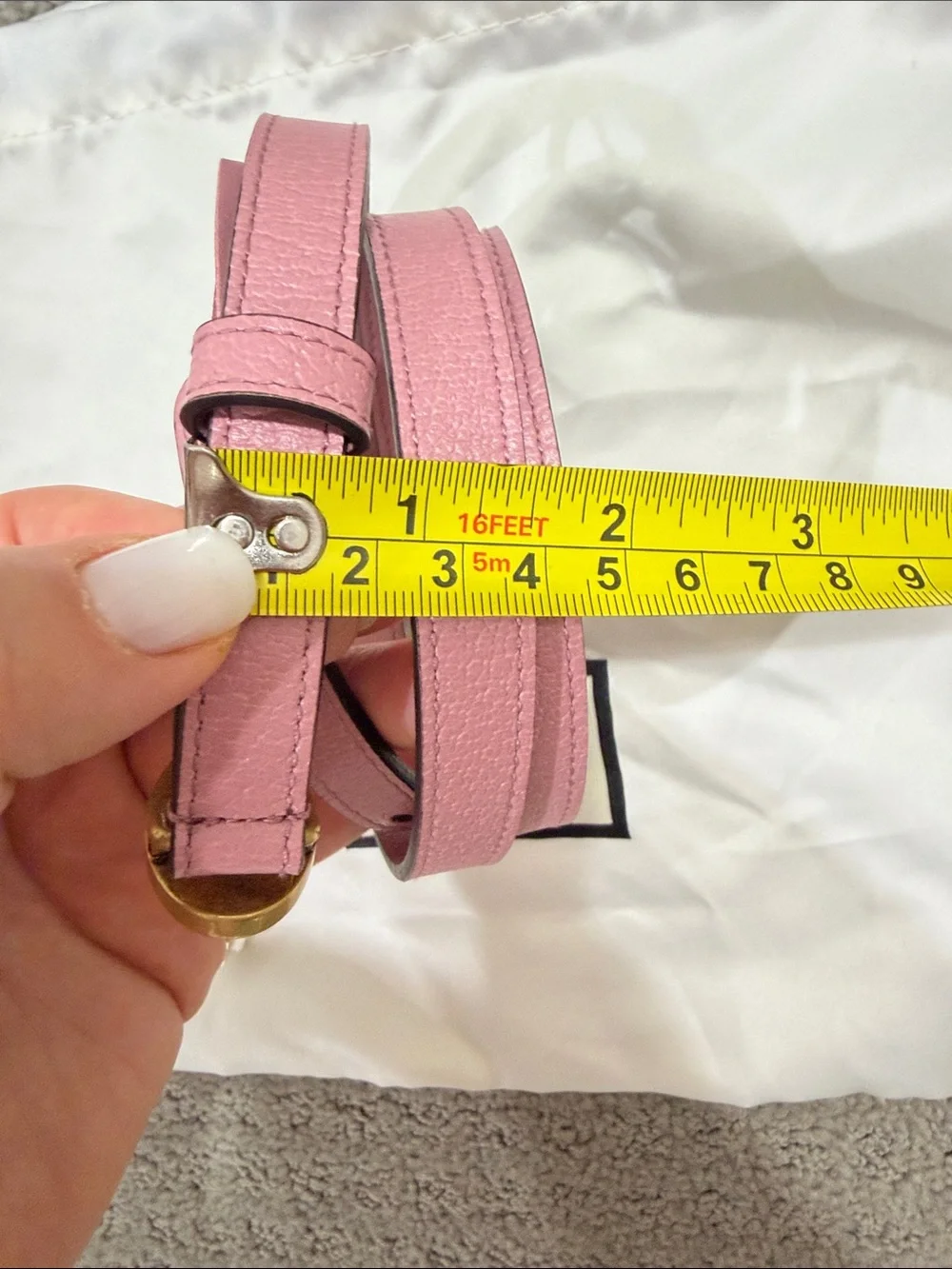Gucci Rose Pink Leather Double G Belt authentic worn 1 time size 90 beauty